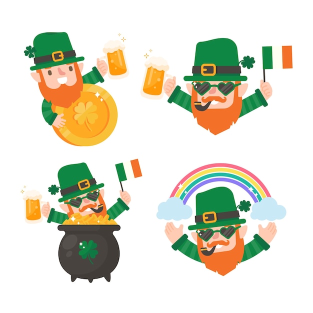 Funny leprechaun cartoon celebrating by drinking beer on Saint Patrick39s Day