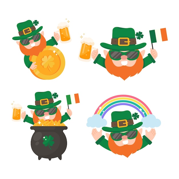 Funny leprechaun cartoon celebrating by drinking beer on Saint Patrick39s Day