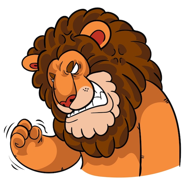 funny lion animal character mascot with feeling frustrated expression isolated cartoon in flat style