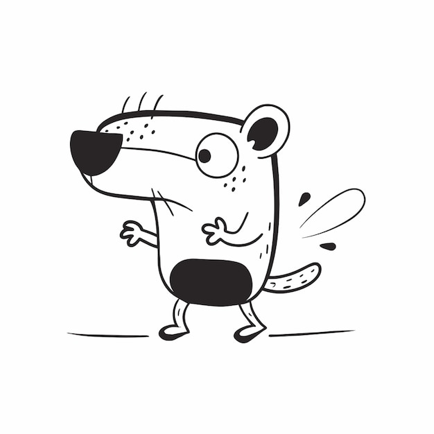 funny little bear vector illustration doodle line art