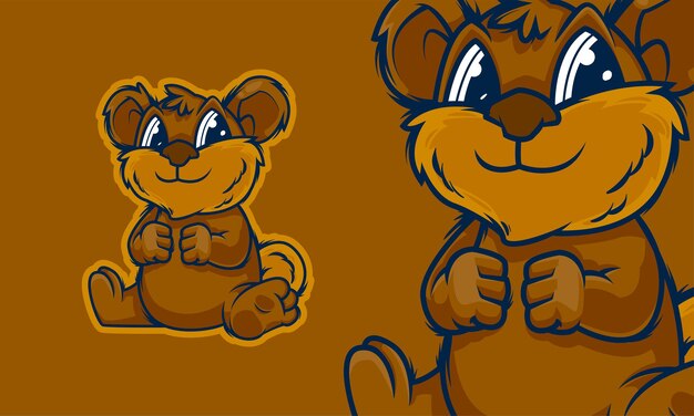 Funny little brown bear cartoon mascot vector illustration