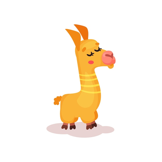 Funny llama alpaca cartoon character vector Illustration on a white background