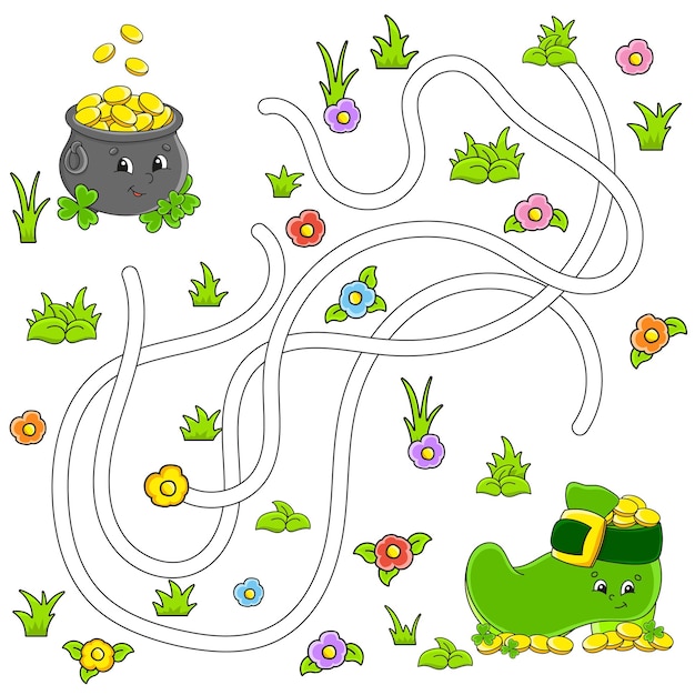 Funny maze for kids Puzzle for children cartoon character Labyrinth conundrum Find the right path Vector illustration