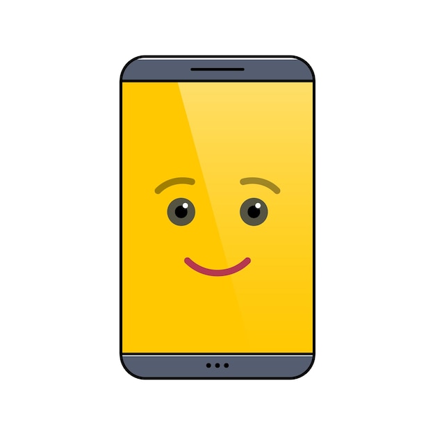 Vector funny mobile phone isolated emoticon