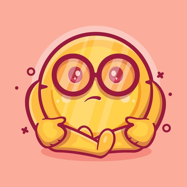 funny money coin character mascot with sad expression isolated cartoon in flat style design