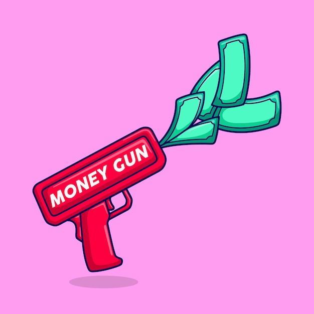 funny money gun vector illustration rich cartoon