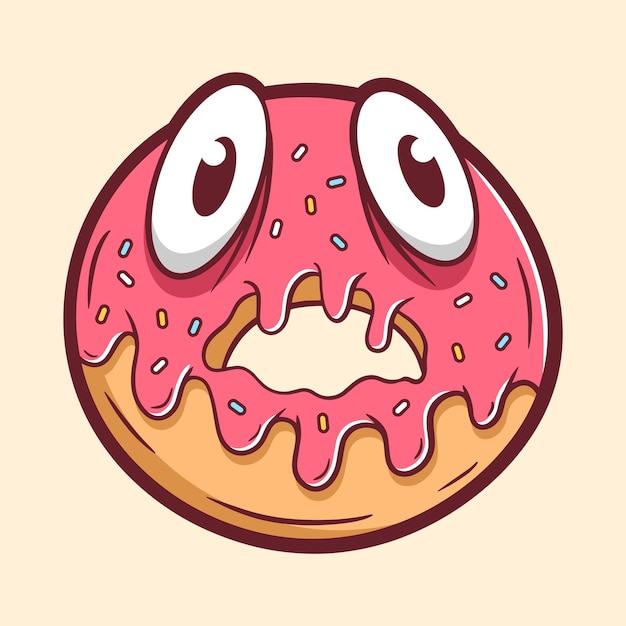 Funny monster doughnut cartoon illustration