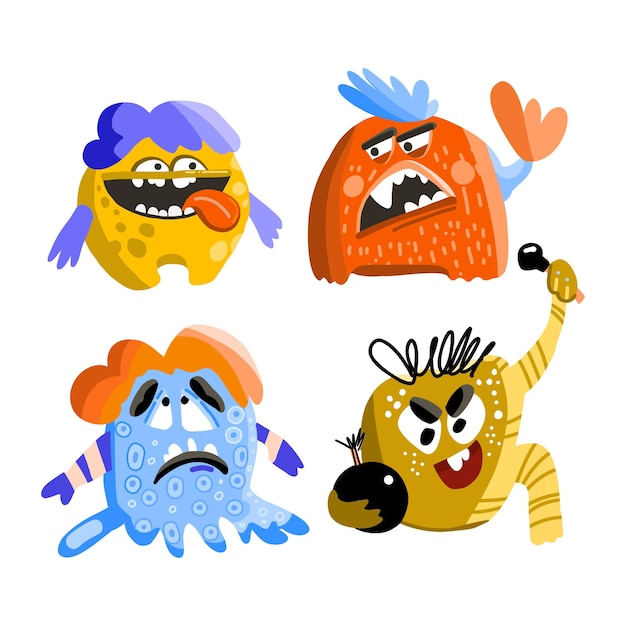 Funny Monster set Cartoon vector