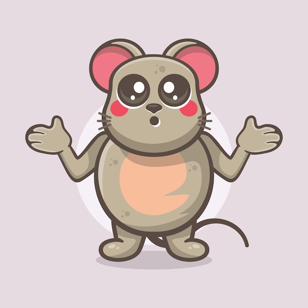 funny mouse animal character mascot cartoon with confused expression