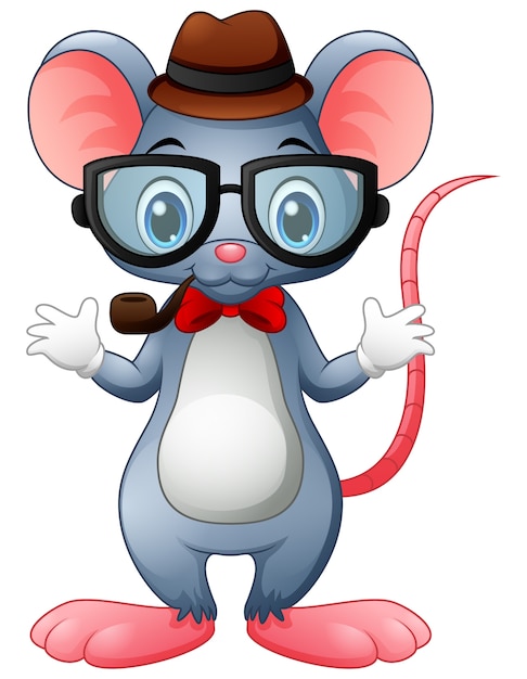 Funny mouse hipster with glasses and bow tie