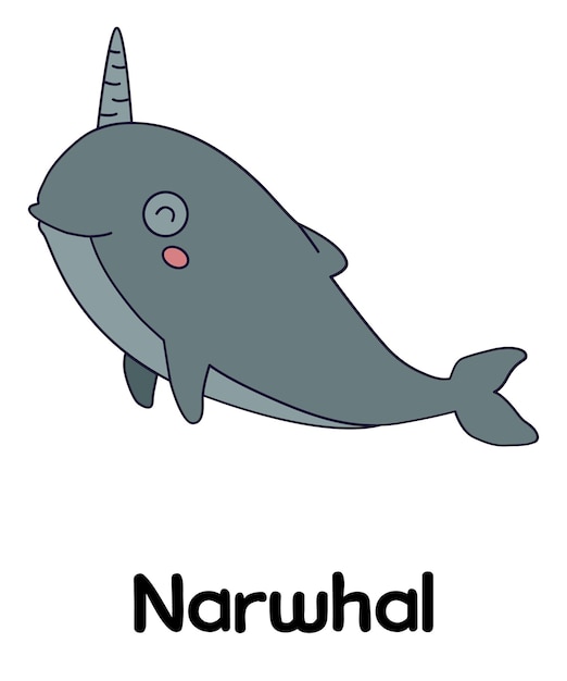 Funny Narwhal cartoon character vector Animals