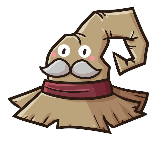 Funny old brown witch hat character