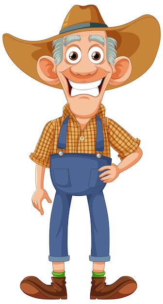 Funny Old Farmer Cartoon Character