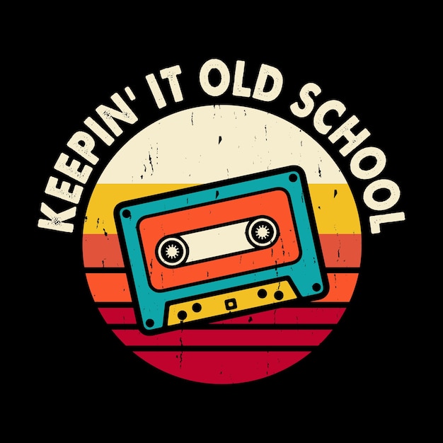 Funny Old School Hip Hop Retro Vintage Cassette Music Mixtape Tshirt Design