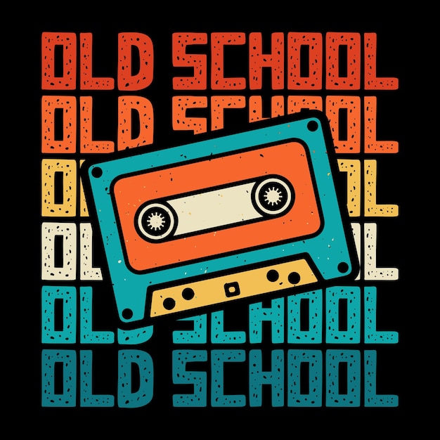 Funny Old School Hip Hop Retro Vintage Cassette Music Mixtape Tshirt Design