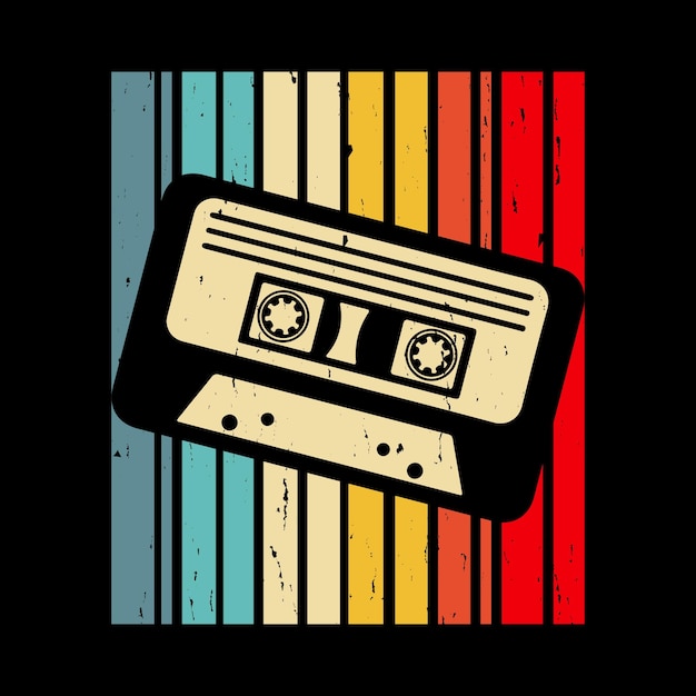 Funny Old School Hip Hop Retro Vintage Cassette Music Mixtape Tshirt Design