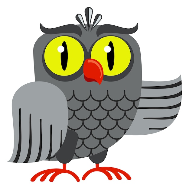 Funny owl character Cartoon wise bird icon