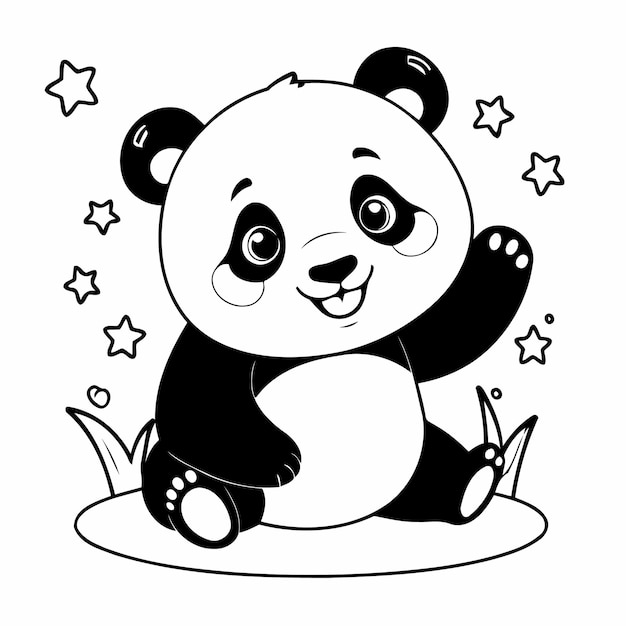 Funny Panda for kids colouring pages