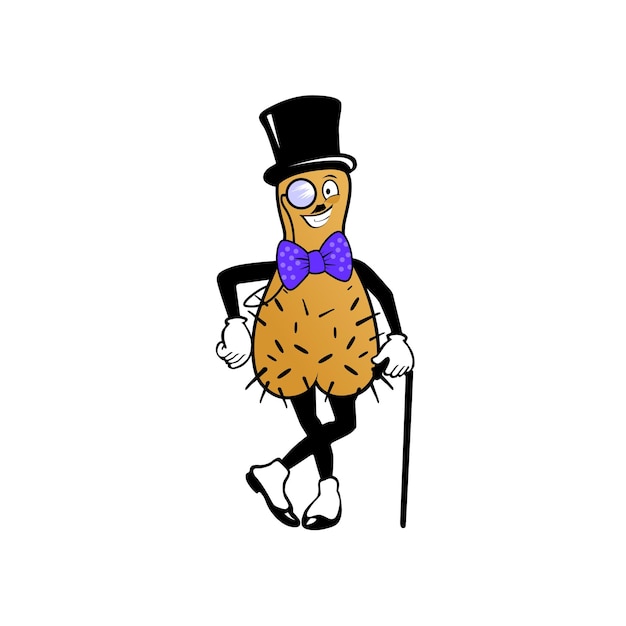 Funny peanut mascot vector cartoon illustration