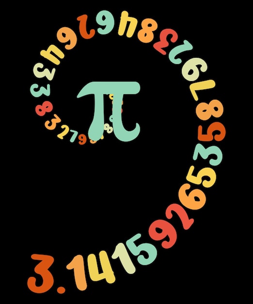 Funny Pi Day Clothing Spiral Pi Math Tee for Pi Day 31415 typography design