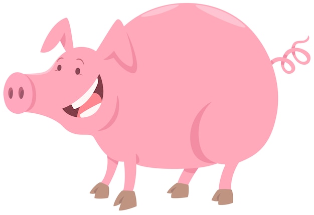 Funny pig farm animal character