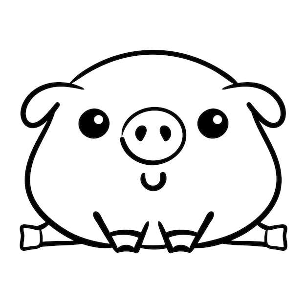 Funny pigs vector illustration Cute farm animal character