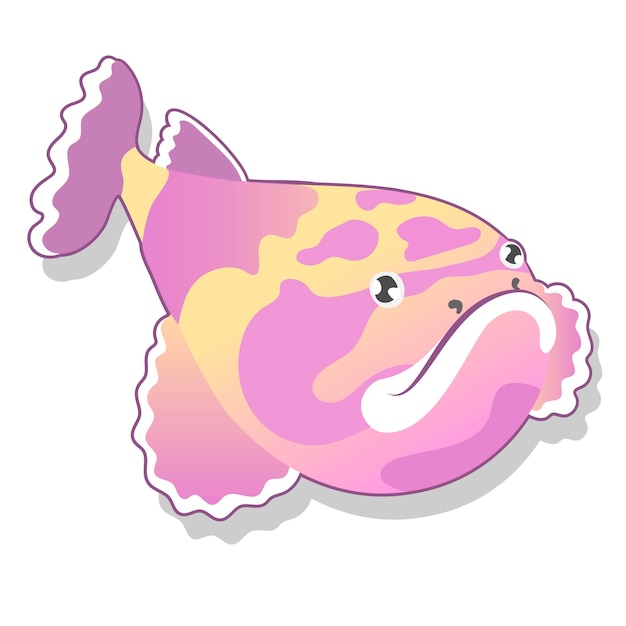 Funny pink fish isolated on gray background Vector illustration Sea animals underwater  wild life