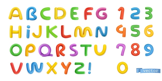 Funny plasticine, alphabet letters and numbers 3d  set