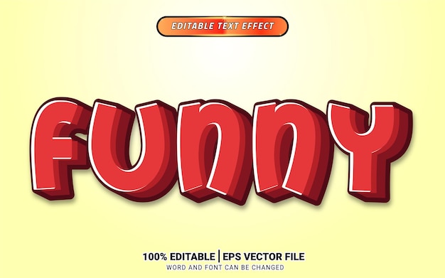 Funny playful red 3d text effect editable template design vector