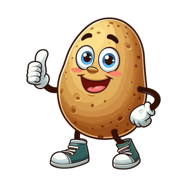 Funny potato cartoon character vector illustration on white background