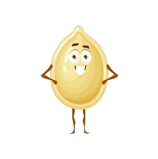 Funny pumpkin seed cartoon character, cute food