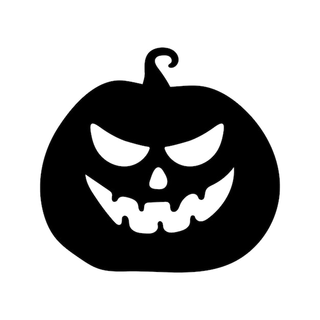 Funny pumpkin silhouette. Halloween silhouette black pumpkin head Jack O Lantern