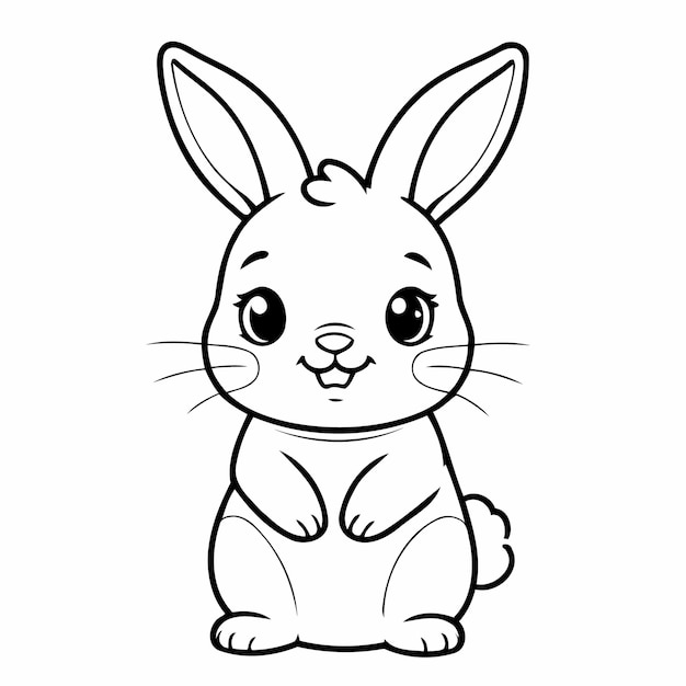 Funny rabbit doodle illustration for kids page