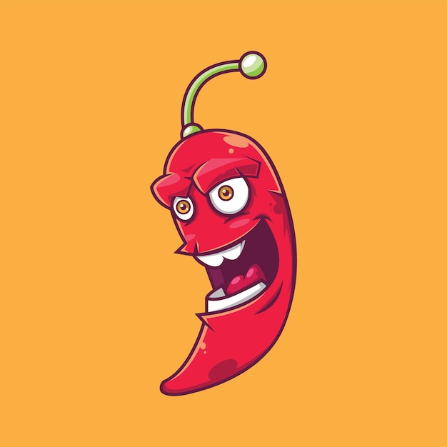 Funny Red Chilli Mascot Illustration