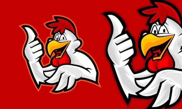 Funny rooster premium logo mascot vector illustration