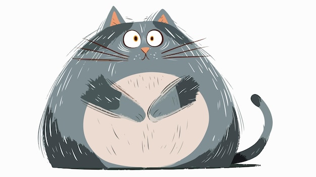 Vector funny round cat vector illustration