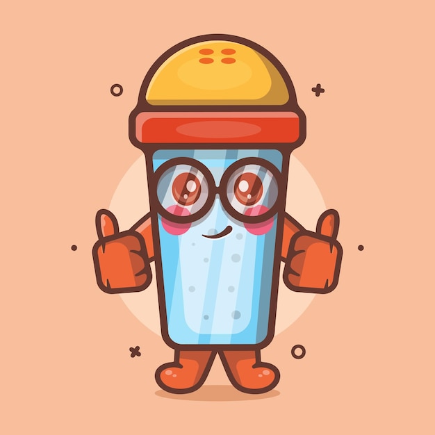 funny salt shaker character mascot with thumb up hand gesture isolated cartoon in flat style design