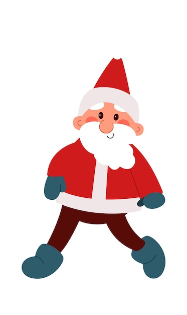 Funny Santa Claus walking flat icon Winter holiday