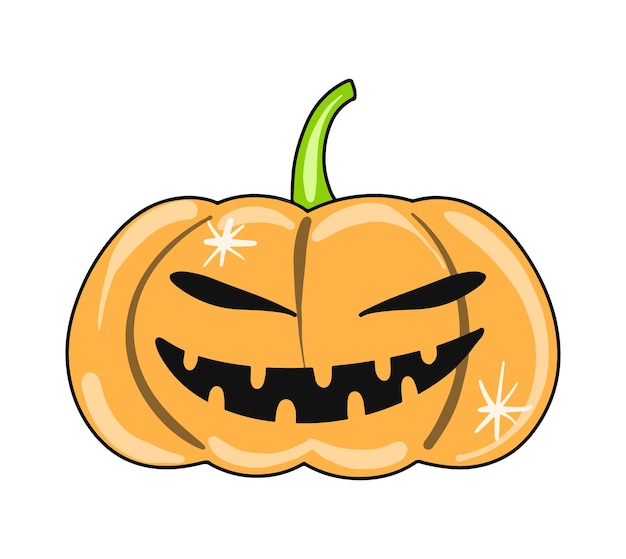 Funny scary halloween pumpkin icon.