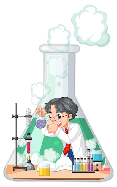 Funny scientist experiment in laboratory