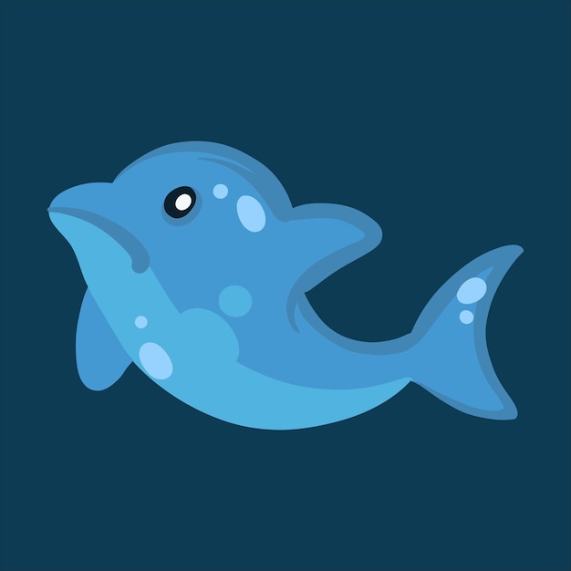 Funny  Sea Dolphin Cartoon Illustration