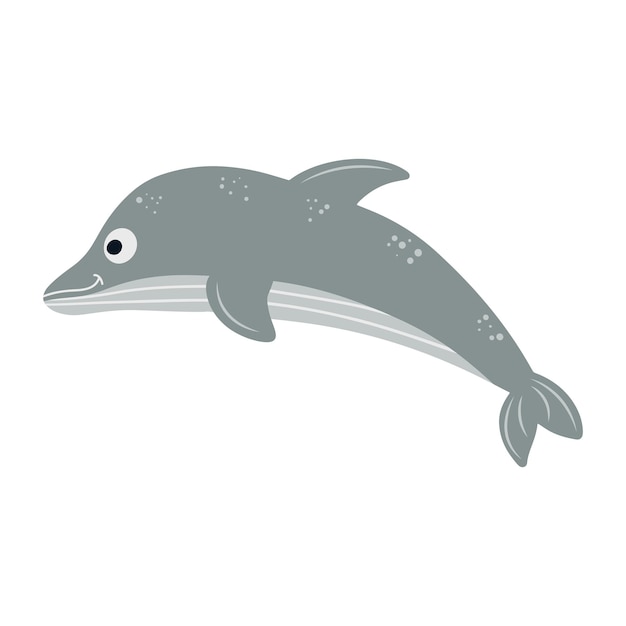 Funny sea dolphin vector illustration on a white background flat style