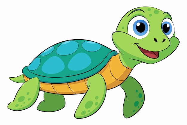 Vector a funny sea turtle withe white background vector illustration cartoon