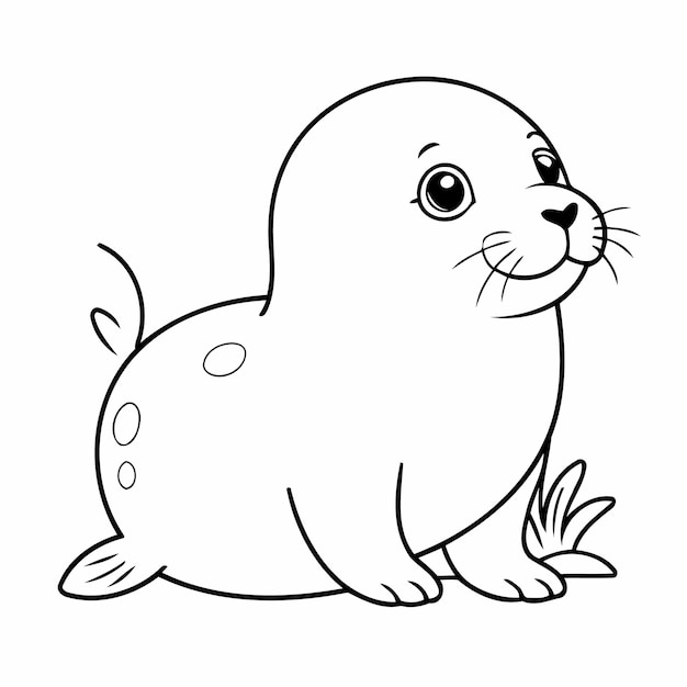 Funny seal hand drawn for kids page