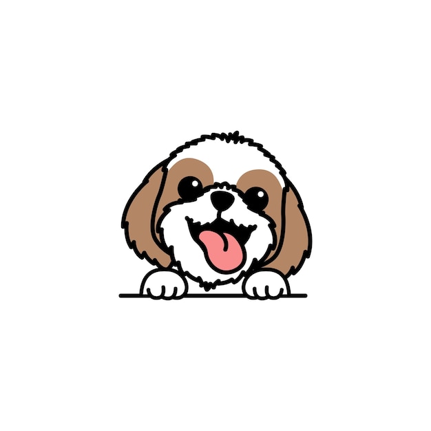 Funny shih tzu dog cartoon vector illustration