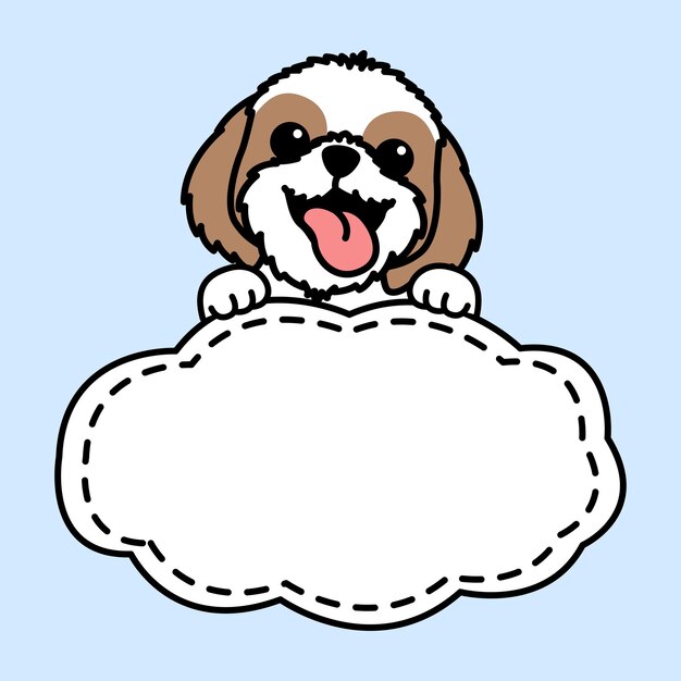 Vector funny shih tzu dog with frame border template cartoon vector illustration