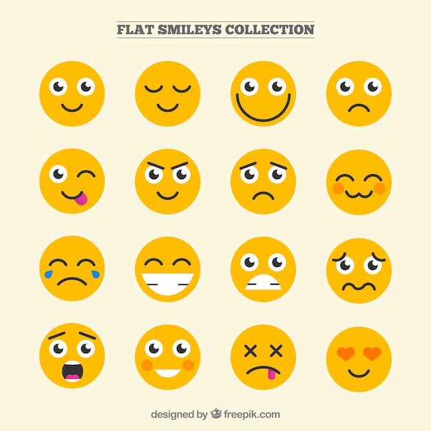 Vector funny smileys collection in flat design