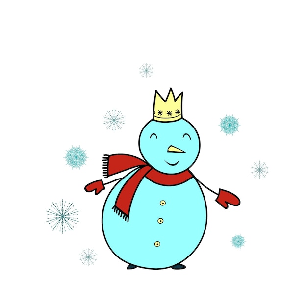 Funny snowman Colorful image Illustration in cartoon style for stickers cards invitations stationery