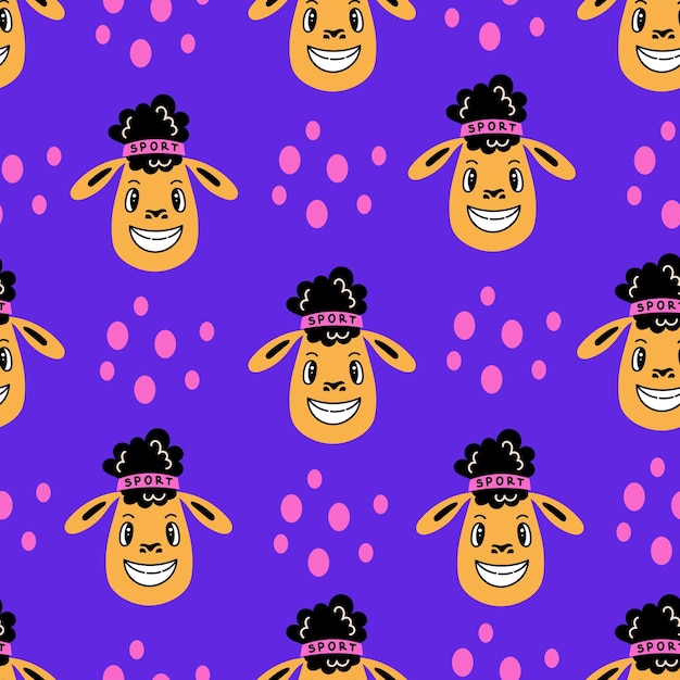 Funny Sports seamless pattern with animal