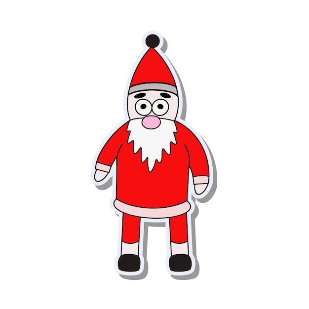 Funny sticker with Santa Claus. Good for postcards, children's books and stickers. Vector.